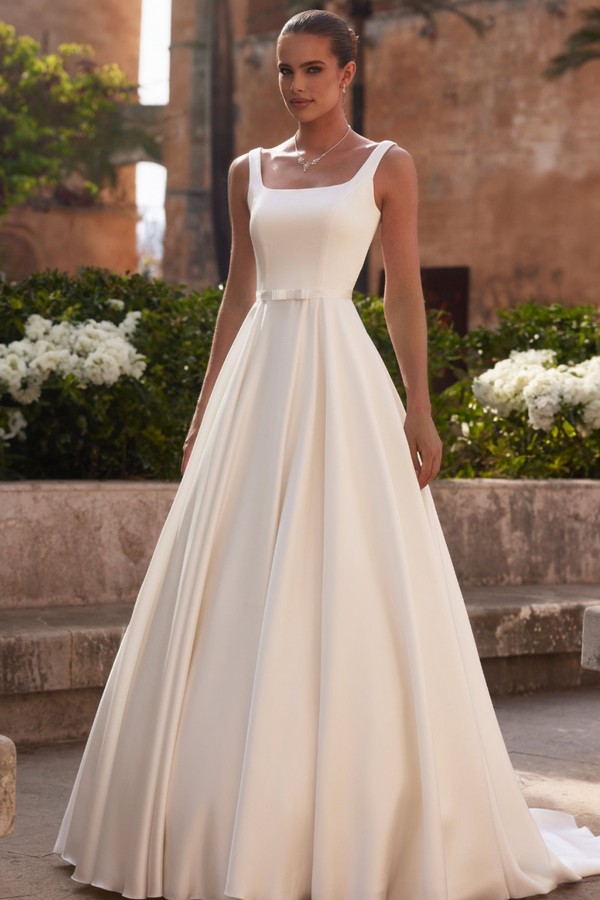 Braut in cleanem Brautkleid