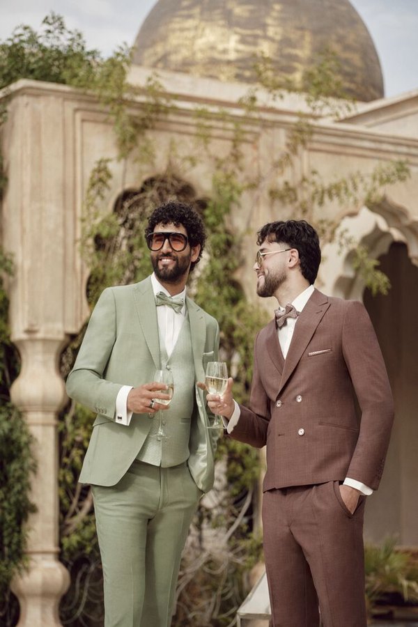 Herren 4 Farbige Hochzeitsanzüge 2026 in Grün und Braun – Anzugberatung bei Bianca’s Brautmoden in Bad Kreuznach